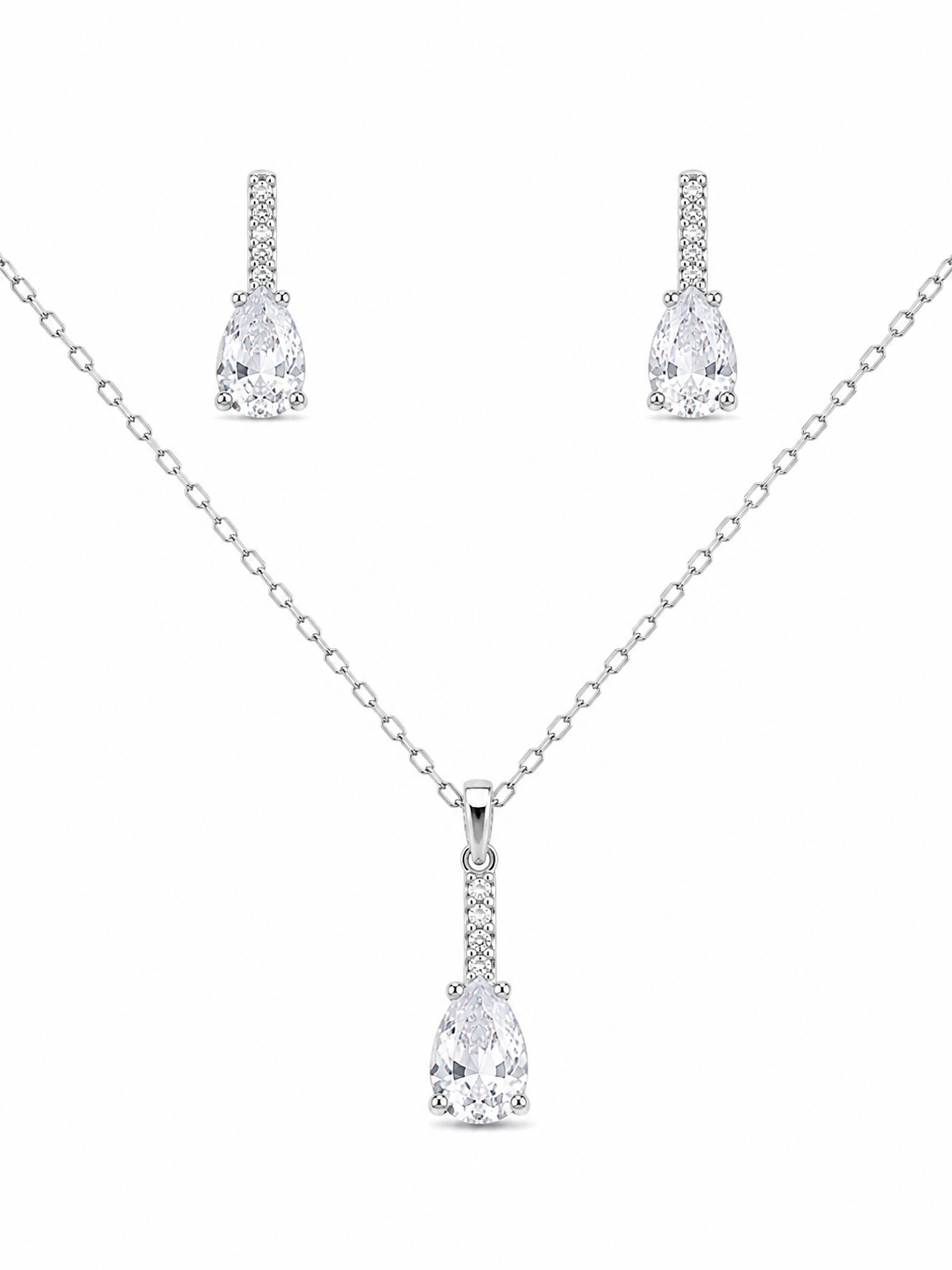 Conjunto Prata Gota Cristal