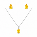 Conjunto Prata Gota Amarela