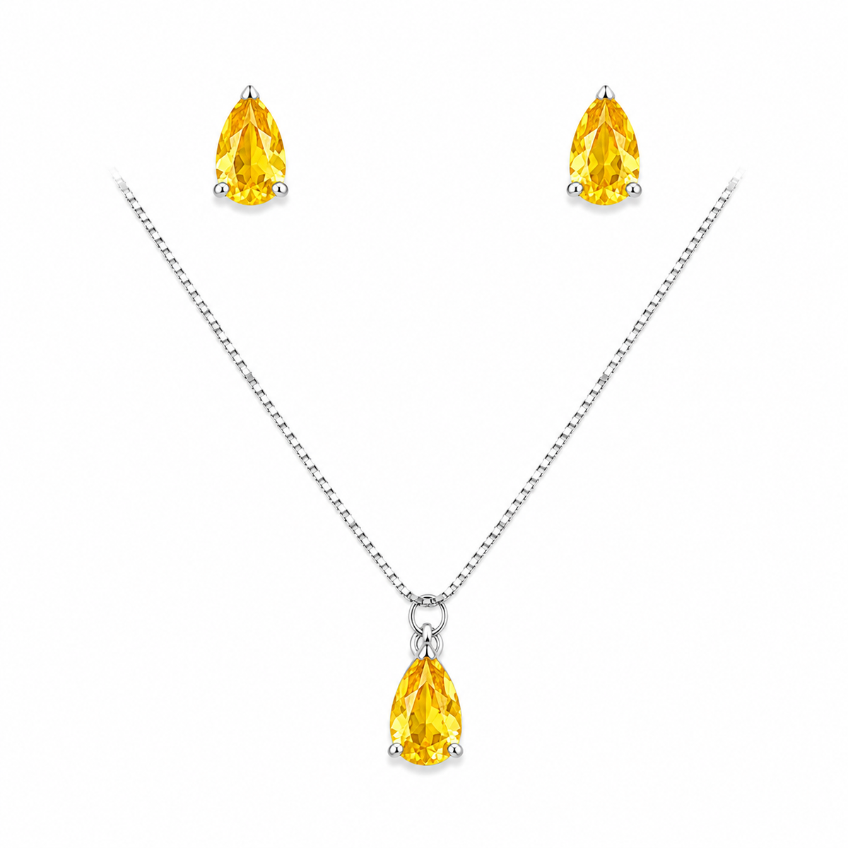 Conjunto Prata Gota Amarela