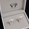 Aliança 3,5mm diamantada com friso dourado