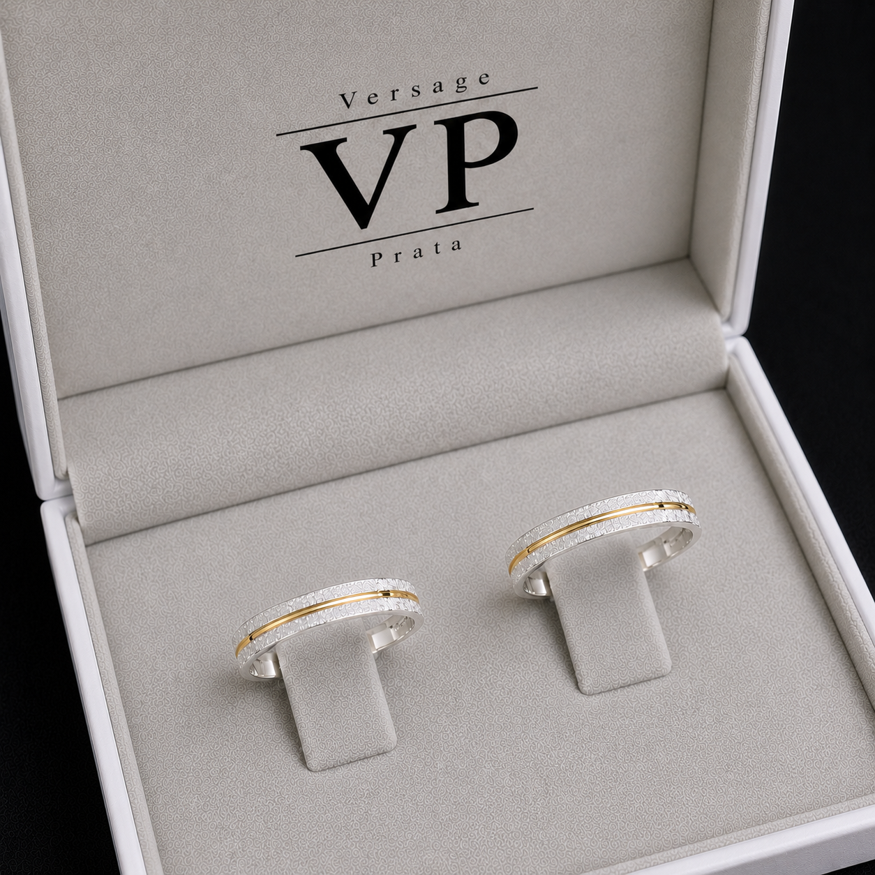 Aliança 3,5mm diamantada com friso dourado