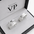 Aliança Prata Diamantada com Frisos – 7mm ( sob encomenda)