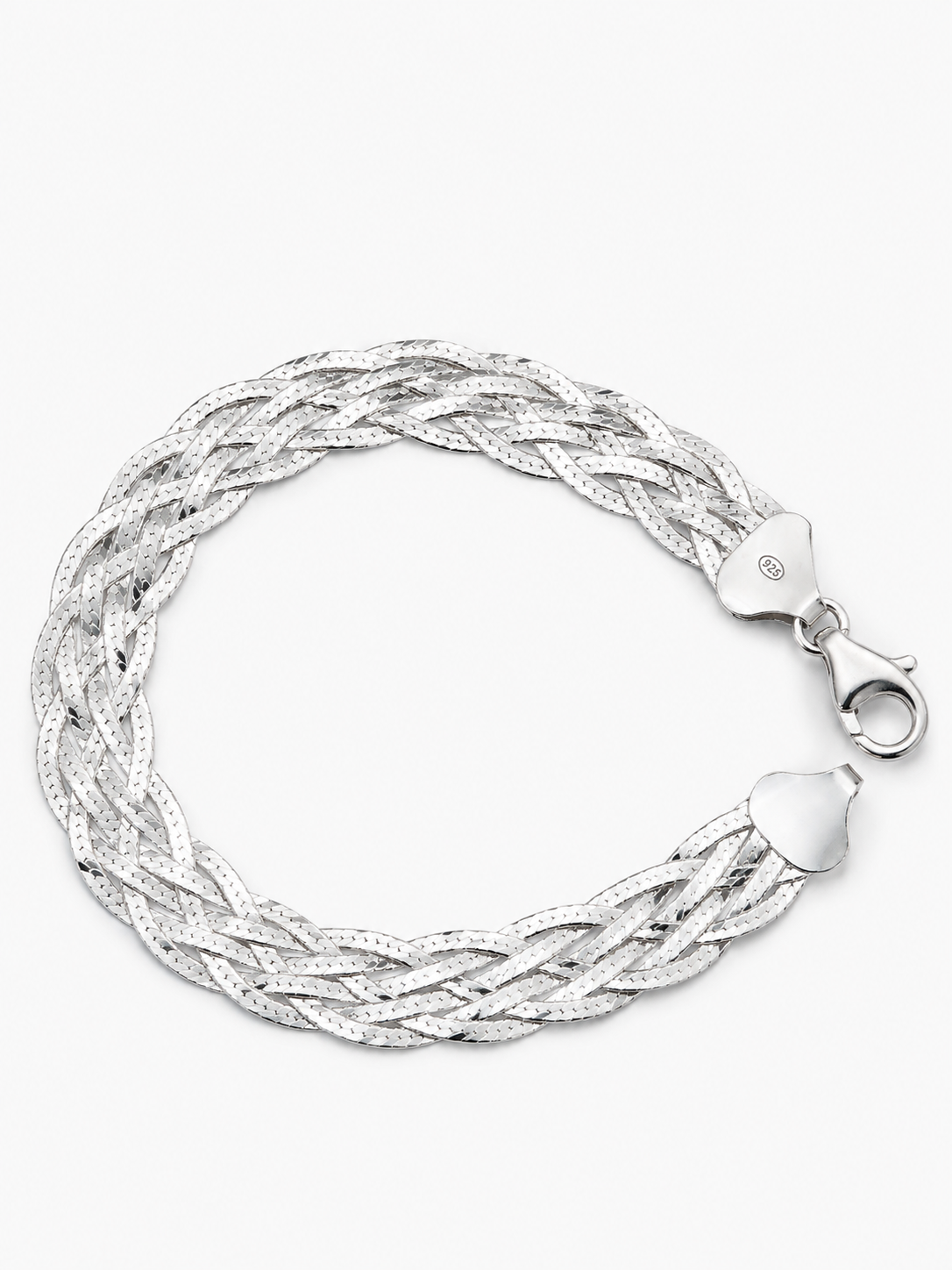 Pulseira Trançada Laminada 8mm de Prata 925