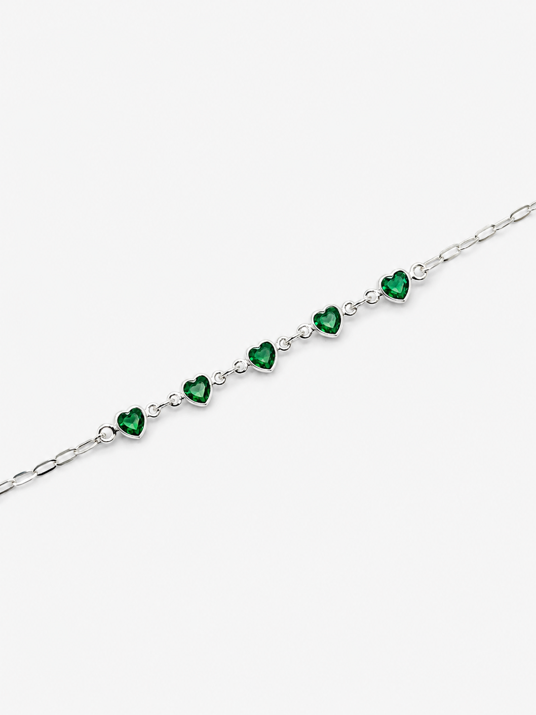 Pulseira Coração Verde Prata 925