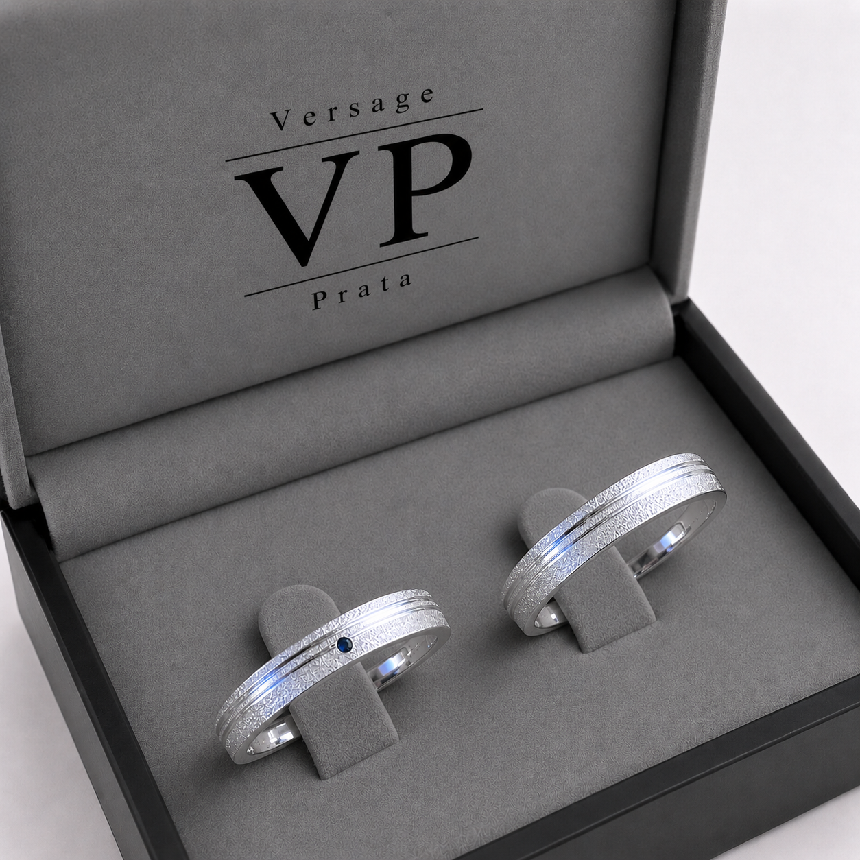 Alianças Prata 925 Diamantadas com Pedra Azul – 3,5mm( sob encomenda)